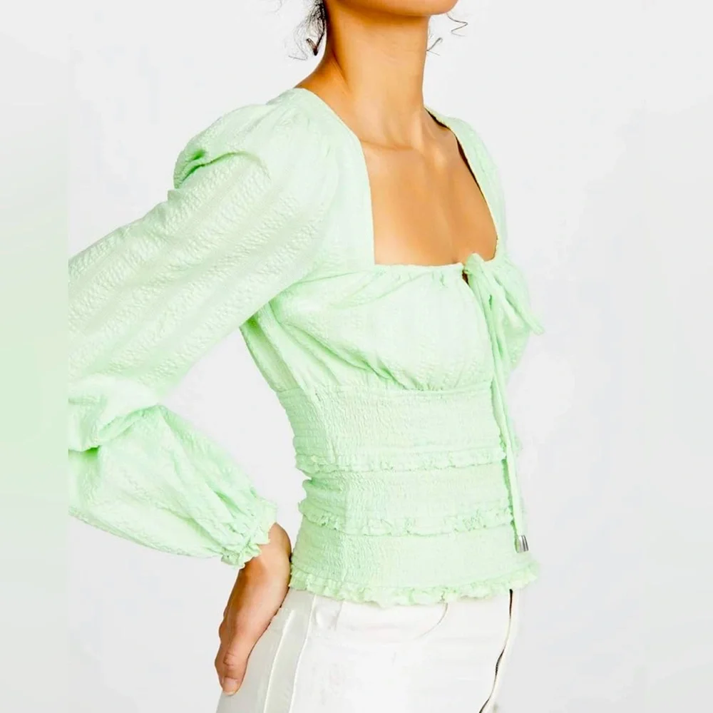 FREE PEOPLE - Lotita Queen Green Blouse.